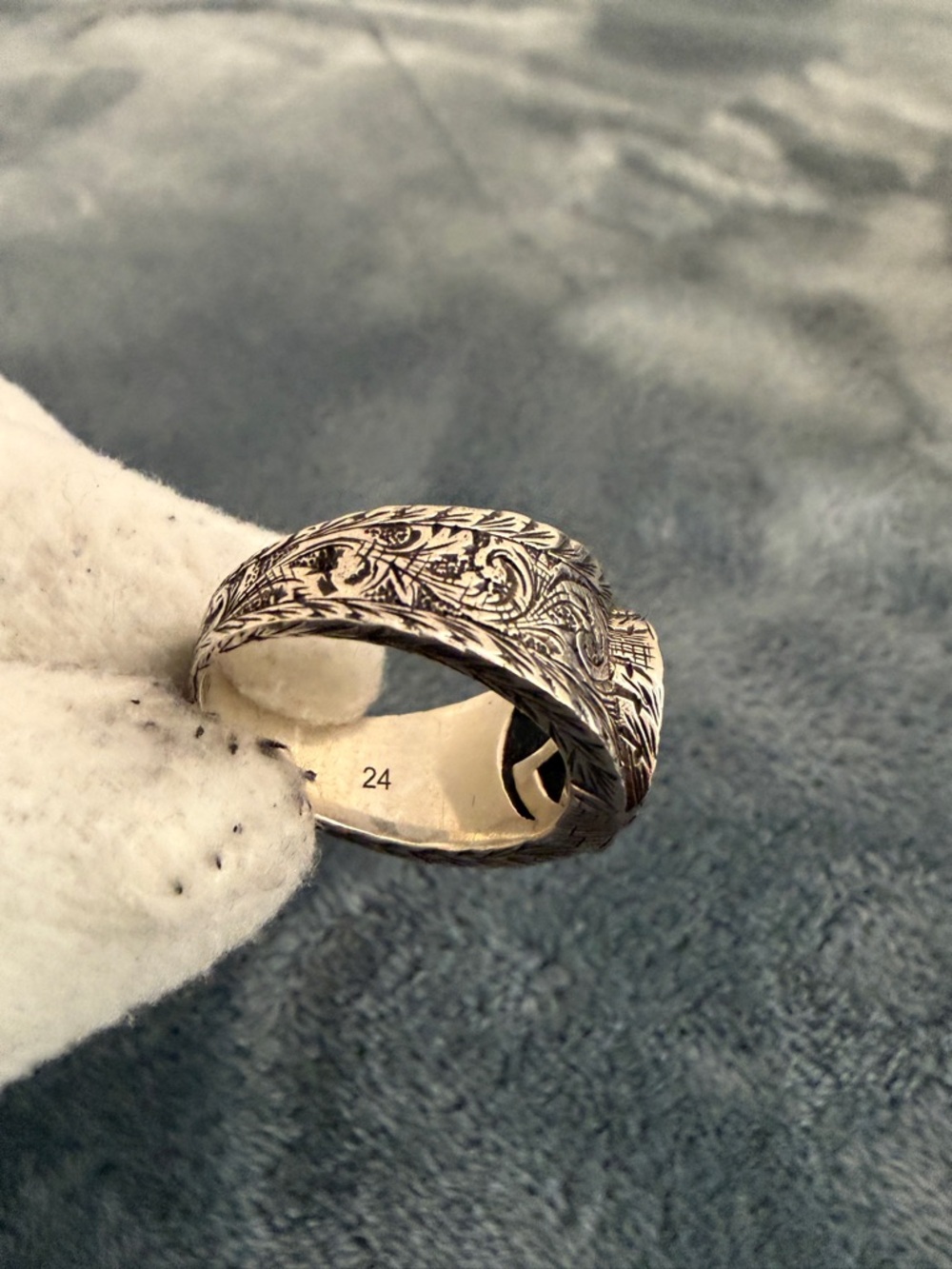 Brand New Gucci Interlocking G Arabesque Silver 925 Ring Sz 24 (US 10.75) - Picture 9 of 9